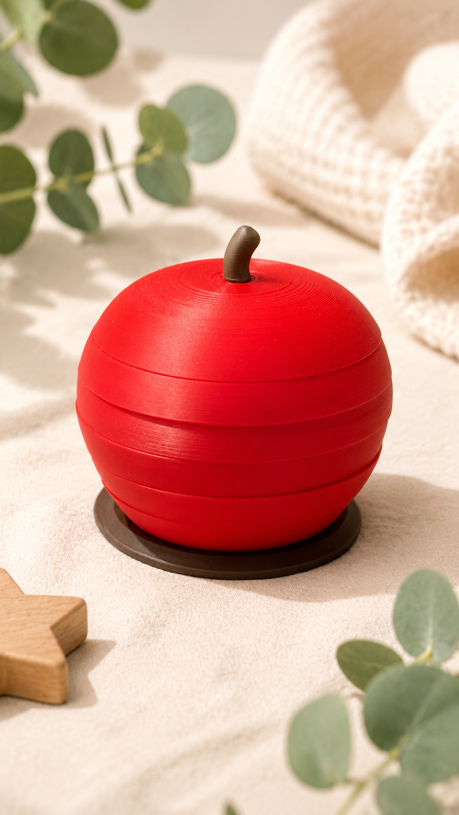Apple Stacking Toy, Montessori Inspired Threading Puzzle