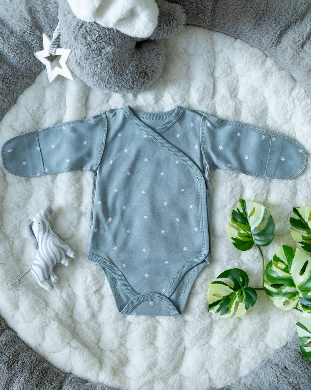 Outseam Bodysuit - Grey — soft cotton baby bodysuit with outward seams