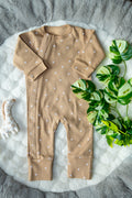 Outseam Romper - Brown — soft cotton baby romper with outward seams